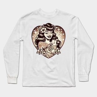 Vintage Motherhood Love Heart Symbol of Maternal Affection Long Sleeve T-Shirt